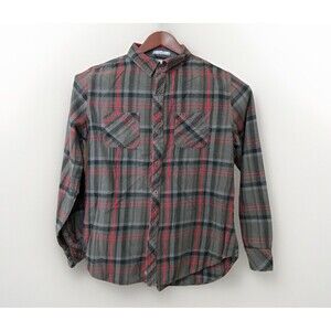 Paper Denim & Cloth Shirt Men’s L Gray Plaid Flannel Button Up Long Sleeve